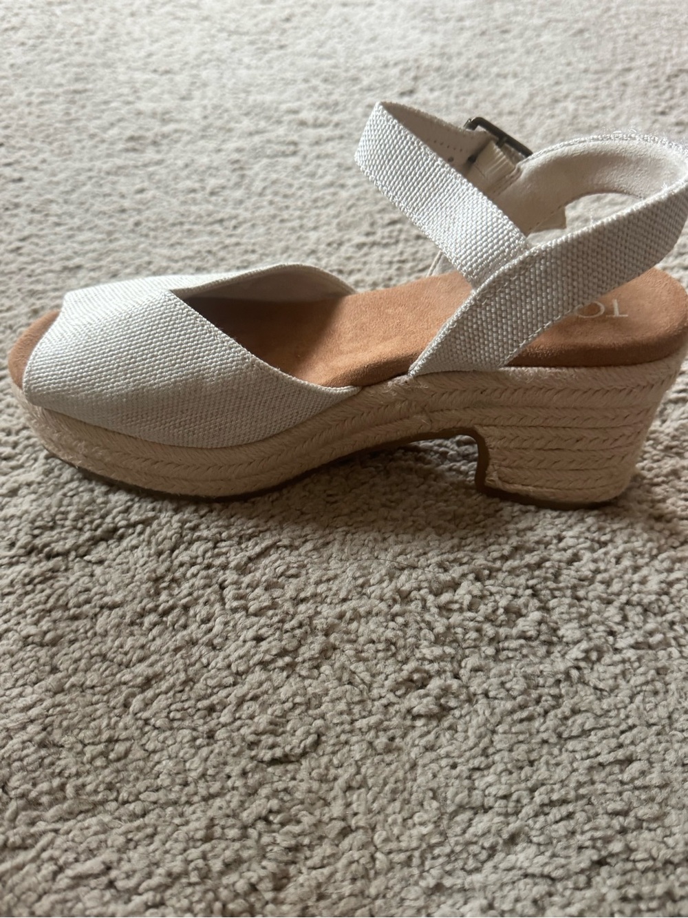 Toms Cream Espadrille Platform Sandal with Ankle Strap